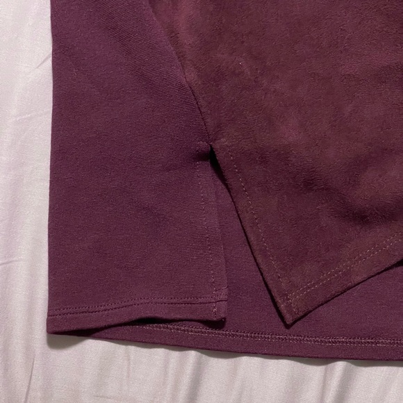 Chico's Burgundy Faux Suede Front Knit Long Sleeve Career Casual Tunic Top 0P - Picture 7 of 8